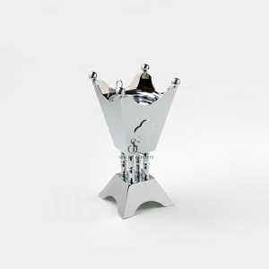 Quemador de incienso de metal de lujo con baño de plata y oro, soporte para incienso Crown Oud para decoración del hogar y Ramadán, incensario árabe premium. - Product Image 2