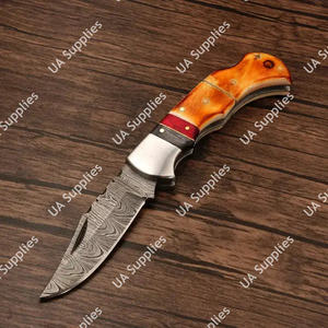 Couteau pliant artisanal en acier Damas, lame tranchante comme un rasoir, EDC tactique pour la chasse, le camping, la pêche, vente en gros OEM/ODM - Product Image 4