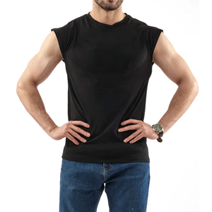 Nouvel Arrivage Vente Chaude Débardeur Homme Noir Sans Manches Col Rond Décontracté Uni Tricoté Coupe Musculaire - Product Image 4