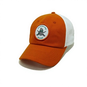 Custom Logo <b>Vintage</b> Style Orange Baseball <b>Cap</b> with Embroidered Woven Patches, Unstructured Dad Hat Made in Vietnam Manufacturer - Product Image 2