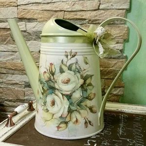 Vintage decorative metal watering can enamel printed patterns durable and lightweight <b>gardening</b> <b>tool</b> for daily plant watering - Product Image 6