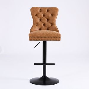 A a Furniture's Modern Bar <b>Stools</b> with Retro PU <b>Adjustable</b> 26-33 Inch Seat Height Comfortable Backs Aged Retro Style - Product Image 2