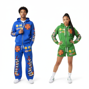 Sweatshirt 100% Cotton <b>Men</b> Suits French Terry Fleece Puff Printing <b>Patch</b> Embroidered Custom Hoodies Joggers Tracksuits for <b>Men</b> - Product Image 3