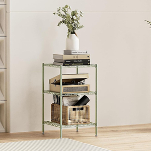 MZG Green 3-<b>Shelf</b> Storage <b>Shelves</b> <b>Wire</b> Shelving Unit Small Places Narrow Metal <b>Wire</b> Rack Standing Rack for Bathroom - Product Image 3