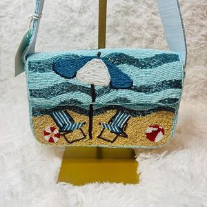 Summer Beach Theme Leopard Print Beaded Zipper Closure Removable <b>Strap</b> <b>Shoulder</b> Bag Handmade Women Vacation Aesthetic 3pcs - Product Image 1