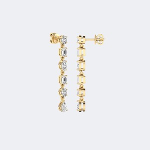 Boucles d'oreilles en diamant cultivé en laboratoire de 1,95 CTW, taille brillant multi-formes, pour femmes, en argent sterling 925, couleur E F, qualité VS VVS, bijoux de luxe, cadeau - Product Image 2