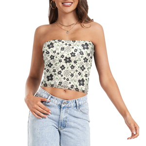 Débardeur tube noir et blanc pour femme, sans bretelles, personnalisable avec logo, idéal pour l'entraînement et le yoga, vente en gros, OEM sur mesure - Product Image 3