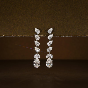 Pendientes de Diamantes Creados en Laboratorio en Forma de Cascada, Forma de Pera y Marquesa, 13.13 Quilates de Peso Total, Color D-E-F, Calidad VVS2, Joyería Nupcial - Product Image 2