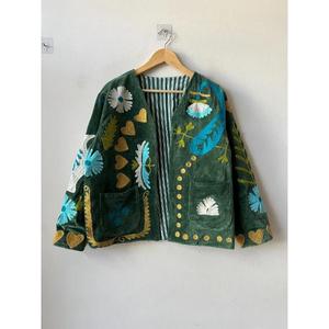 High Quality Cotton Knitted Regular Boho Handmade Embroidered Eco-Friendly Reversible Breathable Autumn Women's <b>Jacket</b> Uzbek - Product Image 1