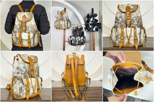 ODM OEM New Arrival 2026 High Quality Cowhide <b>Leather</b> Drawstring <b>Backpacks</b> for <b>Men</b> and Women's Rucksack Travel Weekender Daypack - Product Image 3
