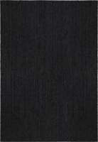 Tapis d'intérieur en jute noir tissé à la main, couleur unie, en fibres naturelles, style bohème, pour salon et chambre à coucher