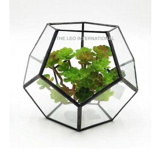 Terrario Octagonal de Hierro Negro y Vidrio con Acabado Negro, Moderno, de Alta Demanda, Floreros de Vidrio y Cristal - Product Image 1