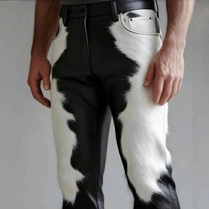 <b>Mens</b> Hair On Pent Genuine <b>Leather</b> <b>Trousers</b> Rustic Western Fashion Premium Artisan Crafted Statement Bottom Wear - Product Image 3