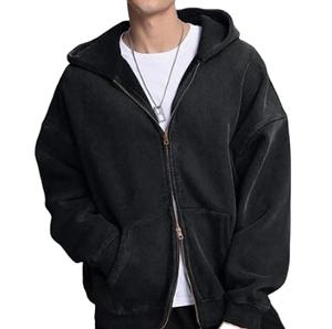 <b>Men's</b> Vintage Washed Casual Wear Hoodies <b>Top</b> Selling Heavyweight Cotton Acid Washed <b>Zip</b> <b>up</b> Hoodies for <b>Men</b> 100% Cotton Fleece - Product Image 1