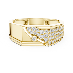 Luxury Gold Men's <b>Ring</b> with Multi-Stone Pavé Setting Geometric Designer <b>Ring</b> Custom Wedding Band Jewelry - Product Image 2