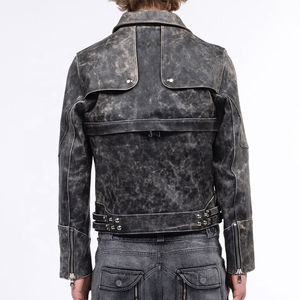 OEM Custom Logo Genuine Faux Real Pu Leather Motorcycle Zipper <b>Jackets</b> for Men - Product Image 4