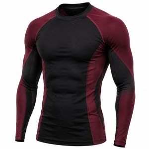 Vêtements de sport personnalisés pour hommes, manches longues, col rond, rashguard en spandex et polyester 180g, logo frontal, sans couture, séchage rapide, respirant - Product Image 3