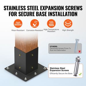 Kit Staffa Angolare Rinforzata a 4 Vie 4FT X 4FT (3.6x3.6) per Lavori in Legno Fai-da-te, Base per Palo per Pergola, Gazebo, Padiglione - Facile Installazione - Product Image 4
