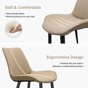 Set di 4 Sedie da Pranzo Senza Braccioli in Pelle PU Kaki con Gambe in Metallo per Cucina e Ristorante - Product Image 3