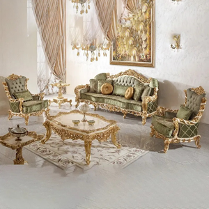 Ensemble de canapés sectionnels rembourrés en bois de mahogany massif européen, style maison française, sculpté à la main, écologique, pour salon de villa - Product Image 1