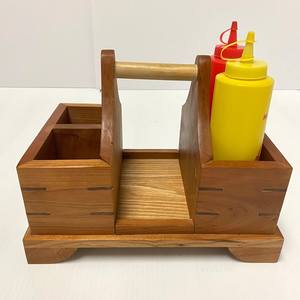 Fab Wooden Tool Caddy <b>Storage</b> Rack Double Tier Rectangular Standing Type Minimalist Style Workshop Use Non Foldable <b>Storage</b> - Product Image 2