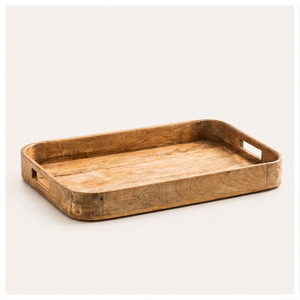 Premium Handmade Mango Wood Serving <b>Tray</b> With Built-in Handles Rectangular Wooden Platter For <b>Breakfast</b> Tea Coffee Eco-Friendly - Product Image 1
