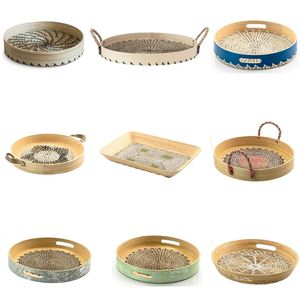 SPUN & WOVEN Woven Dinner Spun Bamboo Tray <b>Table</b> Coil Seagrass Tray Food Fruit Storage Optional Handles - Product Image 1