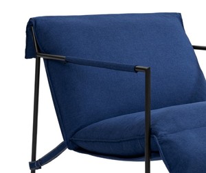 Modern Metal Frame Reclining Living Room <b>Chair</b> with Blue Cushion Solid Back Minimalist Design for Home Furniture - Product Image 4