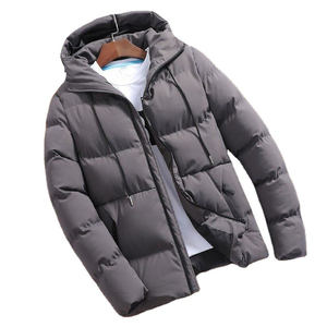 Veste matelassée décontractée pour homme, automne-hiver, grande taille, à capuche, épaisse, fermeture éclair, couleur unie, denim pour la collection des garçons - Product Image 5
