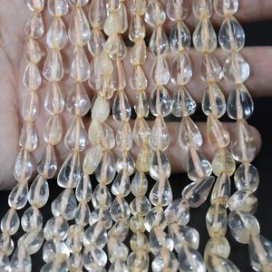 Citrine Teardrop Perles Lisse Debout Gouttes Forme 6x10mm Citrine Pierre Perles Design Élégant et Polyvalent - Product Image 1