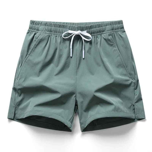 Shorts de bain vert pour homme, décontractés, pour la plage, taille élastique avec cordon de serrage, shorts d'été pour activités aquatiques, vêtements de vacances en plein air, coton/polyester - Product Image 4