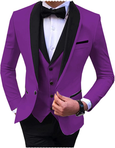 Trajes azules con abertura lateral para hombre, trajes de 3 piezas negros casuales para bodas, trajes de novio, blazer, chaleco y pantalón para hombre - Product Image 4