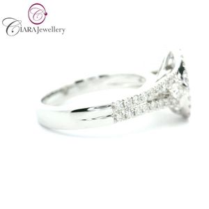 ชุดเดรสทรงลูกแพร์18K AU750สีขาวทองธรรมชาติแท้แหวนเพชรสีขาวล้วนทันสมัย - Product Image 4