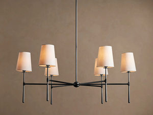 Lámpara de Techo Moderna de Acero Blanco con Pantalla de Vidrio Cónica, 6 Luces, Altura Ajustable, Fácil Instalación para Iluminación Residencial - Product Image 2