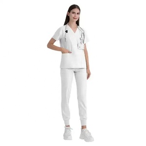 Clínica Enfermera Ropa DE TRABAJO Color sólido Enfermería Scrubs Mujeres Uniformes Hospital Doctor Camisa DE TRABAJO pantalones Ropa médica - Product Image 4