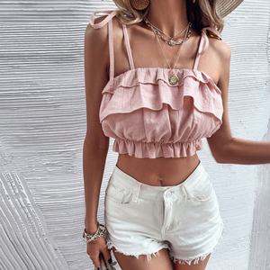 Camiseta sin mangas de algodón tejida para mujer, camiseta informal holgada y transpirable sin mangas, blanca, de verano - Product Image 1
