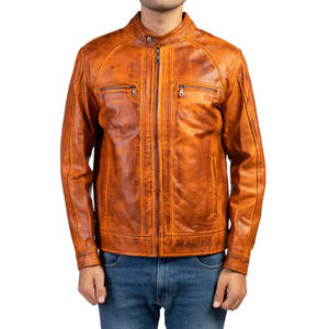 Chaqueta de Invierno para Hombre de Cuero Genuino, Color Personalizado, Cuello Alto, Logotipo Frontal, Impermeable, Resistente al Viento, Transpirable, Estilo Urbano - Product Image 1