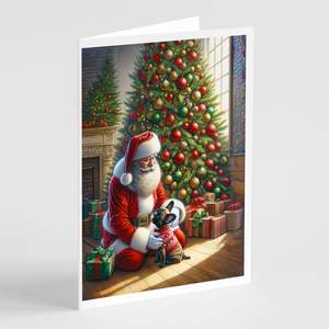 Bulldog français Père Noël fantaisiste A7 Cartes de vœux Pack de 8 cartes vierges avec enveloppes Taille 5x7 - Product Image 1