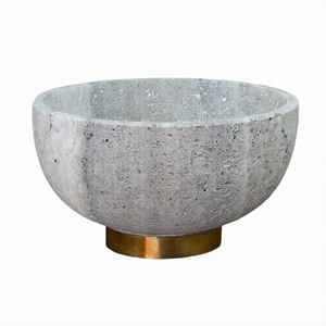 Refine Stone Supply - Cuenco de Piedra de Mármol Natural con Diseño OEM Personalizado, Mesa de Comedor de Piedra para Hotel, Cuencos de Mármol Travertino con Base Dorada - Product Image 4