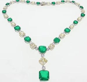 Collar con colgante de lujo de circón verde chapado en rodio de Plata de Ley 925 - Product Image 1