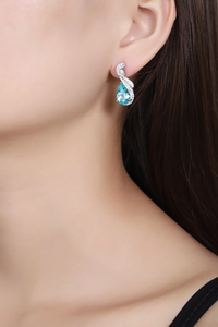 Pendientes de diamantes azules de corte pera de lujo con oro blanco y diamantes cultivados en laboratorio para mujer, joyería de boda con certificación IGI - Product Image 2
