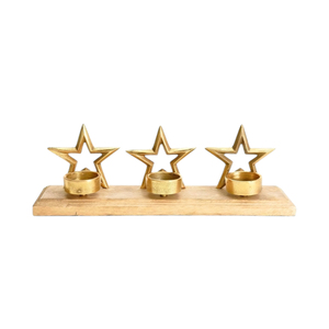 Portavelas de Metal Negro con Base de Madera para 2 Velas de Té, Centro de Mesa Decorativo para Navidad y Fiestas - Product Image 3