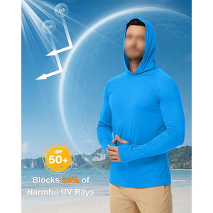 Sweat-shirt décontracté pour homme, bleu, à capuche, manches longues, séchage rapide, coupe ajustée, polyester, pour l'été - Product Image 4