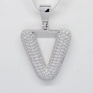 Hot Sale Trendy Women's 925 <b>Sterling</b> <b>Silver</b> Rhodium Rhodium Plated 4-Layer Zircon <b>Initial</b> V <b>Necklace</b>-Gift Anniversary Party - Product Image 1