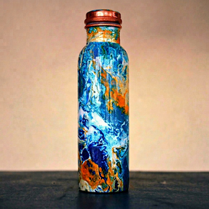 ขวดน้ำโลหะลายดอกไม้พร้อมฝาทองแดง แก้วน้ำพกพาสำหรับเดินทาง - Product Image 6
