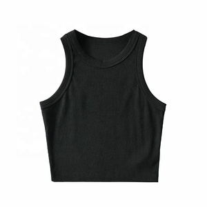 Dernière mode débardeur côtelé sans manches pour femmes haut court toutes couleurs toutes tailles fabrication personnalisée costume de yoga léger - Product Image 4