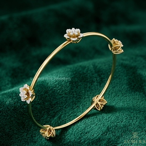 Luxury Floral Diamond <b>Bangle</b> <b>Bracelet</b> for Women 9KT 10KT 14KT 18KT Yellow Gold | IGI Certified Fine Jewelry LUMERA FINE - Product Image 3
