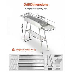 Griglia a Carbone Pieghevole con Area di 250 Pollici Quadrati Area Cucina e Finitura Spazzolata - Product Image 3
