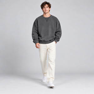 Sweat-shirt épais pour homme, commande en gros, automne-hiver, en tissu éponge lavé, style sport, épaules tombantes, manches longues, fournisseur - Product Image 4