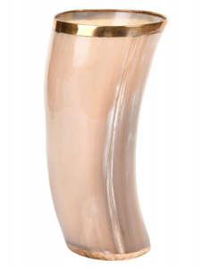 Tasse à bière, vin ou hydromel en verre poli, style animalier médiéval viking, écologique, avec logo personnalisé, en forme de corne - Product Image 1